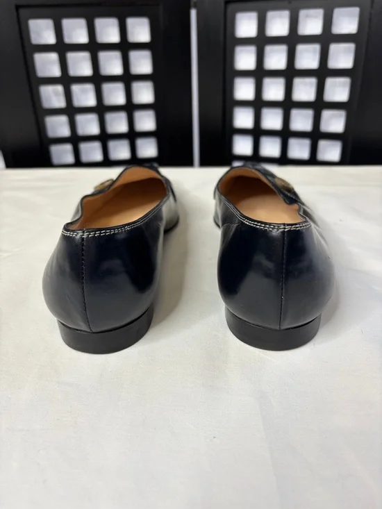 💙Manolo Blahnik Navy Leather Loafers   EU 39.5 Pointed Slip On Designer💙 - Picture 4 of 10